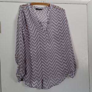 Ana Gray/White Chevron Blouse